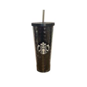 Starbucks Black Diamond 24oz Tumbler Acrylic W/ Straw 2016 New Old Stock No Box